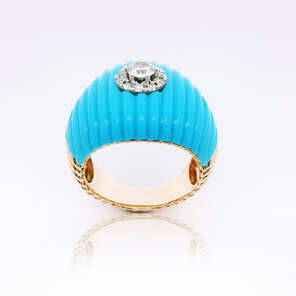 Colors Of The Karun Turquoise Stone and Diamond Pink Gold Ring