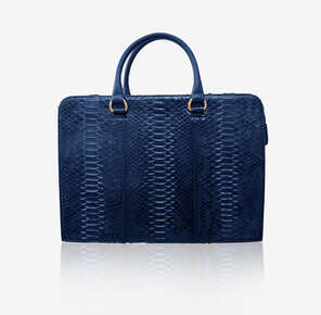 Karun Leather Limited Edition navy blue snakeskin document bag