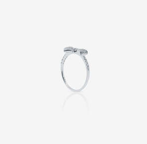 Karun Minimal 18K White Gold Diamond Bow Ring
