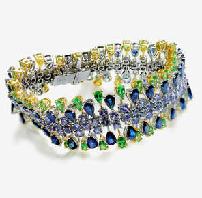 Colours Of The Karun Sapphire, Tanzanite and Peridot Stone Gold Bracelet