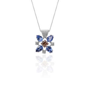Sapphire, Cognac Diamond and White Diamond Necklace